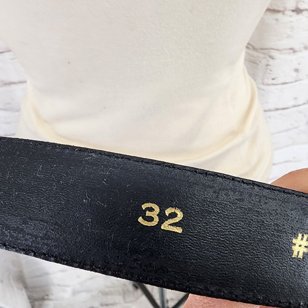 Vintage Vicenza Italian Calfskin Leather Belt 32 Heart Crown Croc Embossed Gold - Picture 6 of 10